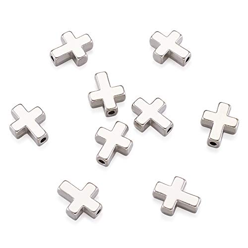 Beadthoven 20Pcs Tibetan Style Platinum Alloy Cross Pendant Crucifix Cross Charm Beads For Diy Rosary Bracelet Necklace Jewelry Making 15X12X5Mm #TOP9