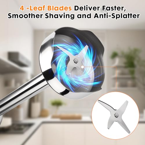 Image of Immersion Blender Handheld Cordless 8 in 1 Hand Held Blenders Mixer Stainless Steel 25 Speed Turbo Mode Electric Sitck Beaker Chopper Milk Frother Grinder