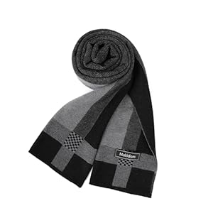 Merino Wool Scarf for Men, Winter Thick Warm Soft Scarves with Gift Box