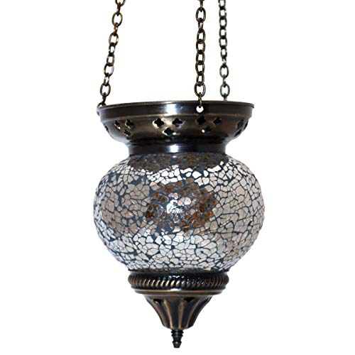 Mosaik Lampe Hängelampe Windlicht Pendelleuchte Aussenleuchte Deckenleuchte aus Glas Teelichthalter Orientalisch… – Bild 3