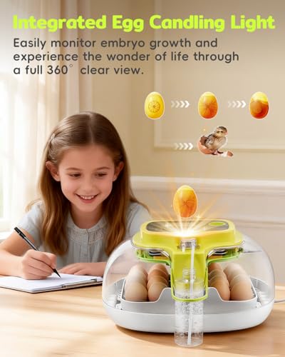 Incubators for Hatching Eggs, 2026 Upgraded 16 Eggs Incubator with Automatic Turner, Digital Temperature Control & Humidity Display and Led Candler, Poultry Hatcher for Chicken, Duck, Quail, Birds
