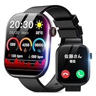 ▶【業界最大級2.08インチ・高解像度フルスクリーン＆200＋文字盤・画面カスタマイズ】 業界最大級の2.08インチ超大画面カラースクリーンを搭載。高解像度で細部までクリアに表示され、スマートフォンのようなスムーズなタッチ操作が可能です。アプリ上では200種類以上の文字盤を自由に選択でき、ビジネスにもカジュアルにもマッチするデザインをお楽しみいただけます。恋人・家族・ペット・アイドルなど、お好きな写真をウォッチフェイスに設定でき、自分だけのオリジナルスマートウォッチに。 ▶【Bluetooth5...