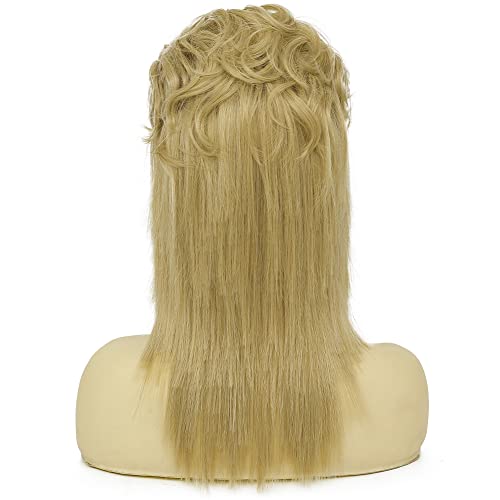 Image of Swiking Blonde Mullet Wigs for Women 80s Costume Wig Curly Soft Heat Resistant Shoulder Length Hair Rocker Cosplay Synthetic Wigs (Blonde)
