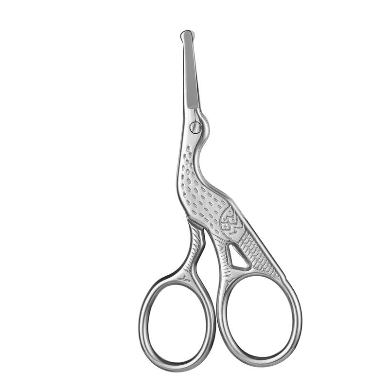 Tijeras de acero inoxidable para pelo facial con punta redonda - Recortadora de precisión para cejas, oído, bigote, nariz y barba - Aseo personal seguro, ligero y portátil - Plateado