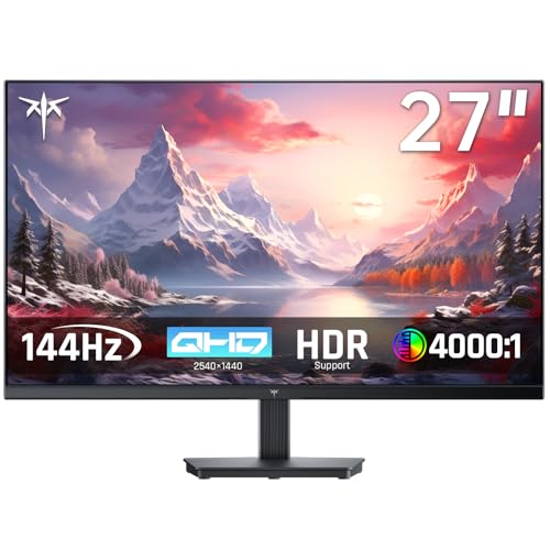 KTC 27 Inch QHD Computer Monitor, 2K 144Hz 1440P Gaming Monitor, Eye Care PC Monitor for Office Gamers, HDMI/DP, FreeSync & G-Sync, HDR10, VESA, Tilt Adjustable, H27T27S