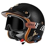 Casco 3/4 Bluetooth Cascos Abiertos para Moto Pegatinas Casco Moto Scooter Parabrisas ABS All-Season Cruiser Motorcycle