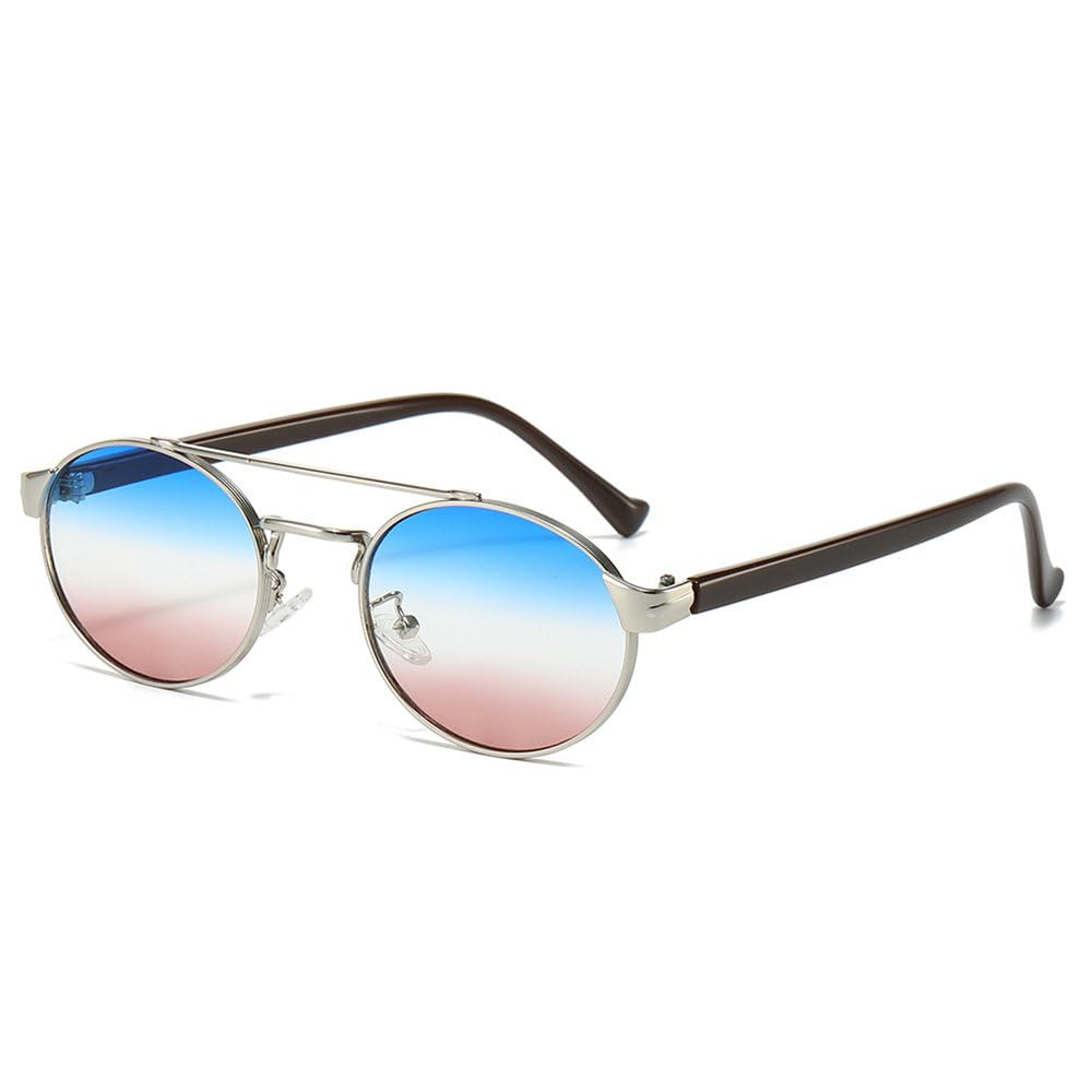 Gafas de sol vintage pequeñas ovaladas para mujer, réplica de lujo, gafas de sol femeninas con doble puente, gafas de sol redondas estilo punk retro