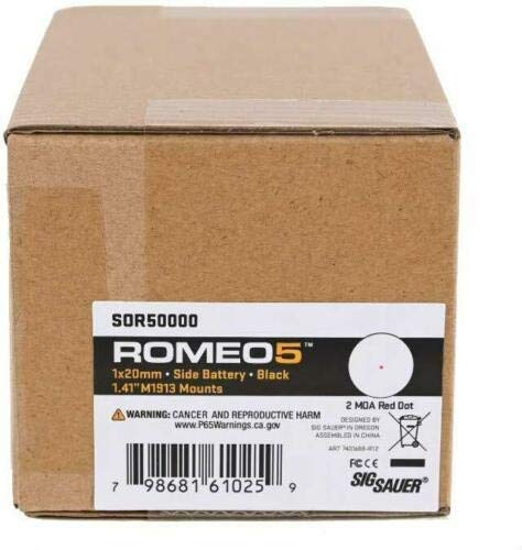 Sig Sauer SOR50000 Romeo5 1x20mm Compact 2 Moa Red Dot Sight, Black