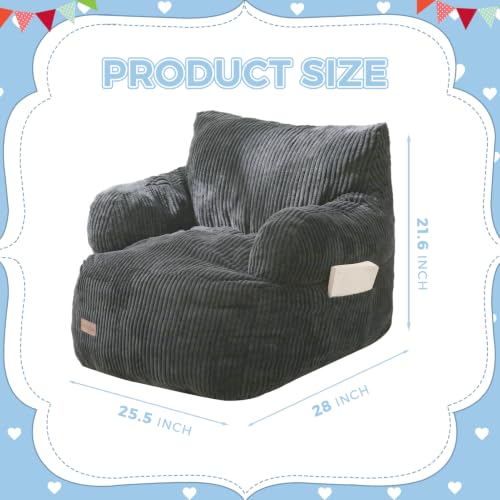 Image of MAXYOYO Kids Bean Bag Chair, Stuffed Bean Bag Sofa, Dark Grey, Standard