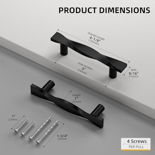 Image of Goldenwarm 10 Pack Black Cabinet Handles Matte Black Cabinet Pulls Kitchen Drawer Pulls Solid Zinc Alloy Drawer Handles 3Inch Hole Center Dresser Door Hardware