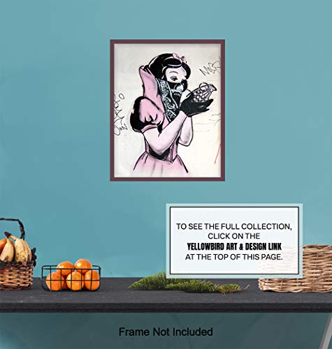 Banksy Poster - 8X10 Funny Gangster Snow White Hand Grenade - Urban Graffiti Wall Art Decor, Room Decoration For Bedroom, Dorm, Living Room - Gift For Teens, Street Art Fans, Men Women #TOP6