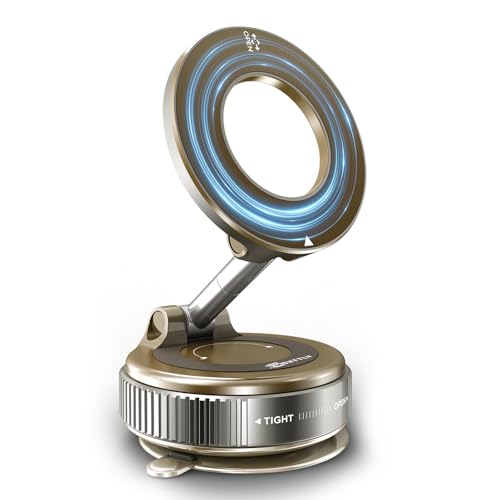 MSXTTLY Magnetische Auto-Handyhalterung, 360° drehbar & faltbar, starker Saugfuß, universell für i-Phone & Android, für Auto, Spiegel & Glatte Oberflächen,Silber Weiß