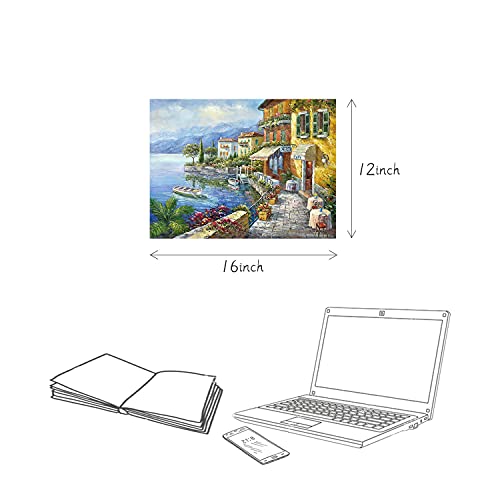 Sd Soft Dance Mediterranean Town Painting Canvas Print - Coastal City Artwork Wall Art Reproduction For Living Room (12'' X 16'' X 1 Panel) #TOP5