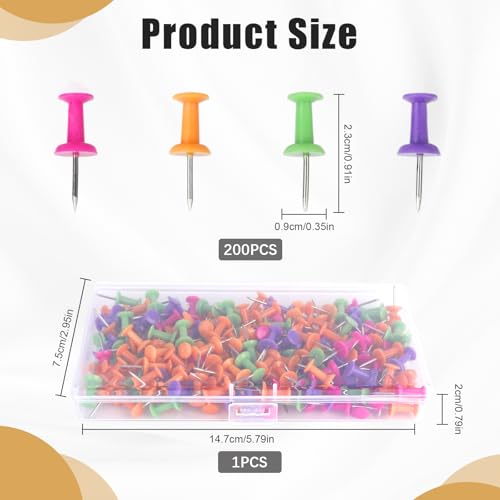 Reißzwecken Reißnägel Pinnadeln Set 200 Stück, Mehrfarbige Reisszwecken Heftzwecken Reissnägel Pinnwand Nadeln Push Pins für Pinnwand, Pinnwandnadeln für Bulletin Board Deko Büro Korktafeln Schule