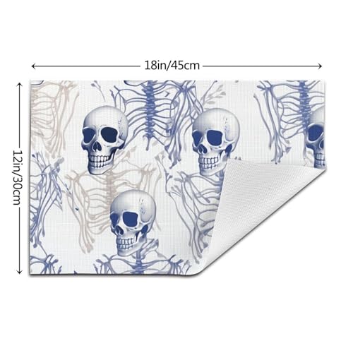 Set de table lavable bleu au motif squelette pour décorer et protéger votre table de repas - 3