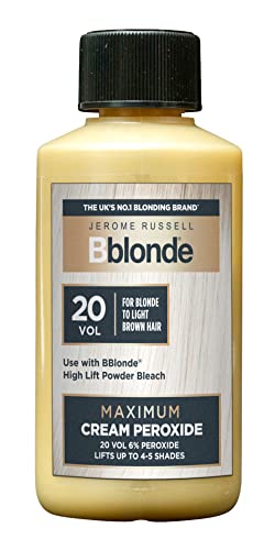 Jerome Russell Bblonde Maximum Lift Cream Peroxide 20 Vol - Permanent Blonde Hair Dye for Blonde to Light Brown Hair Colour & Bleach with 6% Peroxide & Avocado Oil Lifts 4-5 Shades 75ml