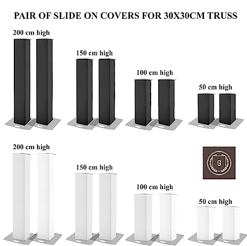 Pair of Totem Covers in Spandex, Truss Cover 30 x 30 cm, Choice of 4 Heights (200 cm Height, White), 200cm - Image 3