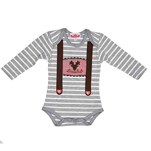 Body bébé gris blanc Lausbub à bretelles et motif cerf Eisenherz taille 74