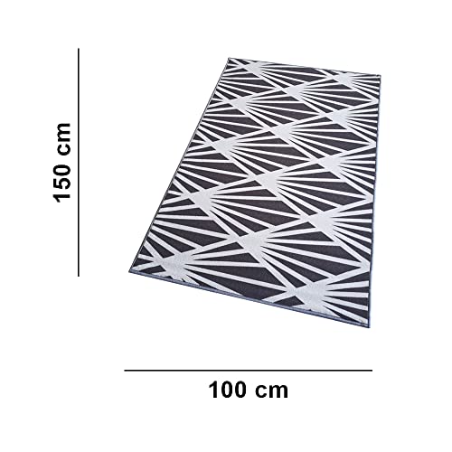Image of Matz&More Pattern Mohawk Rug | 100x150 CM | Grey | Soft Nylon Loop Pile with Anti-Slip Gel Backing | Living Room, Bedroom & Office Floor Carpet