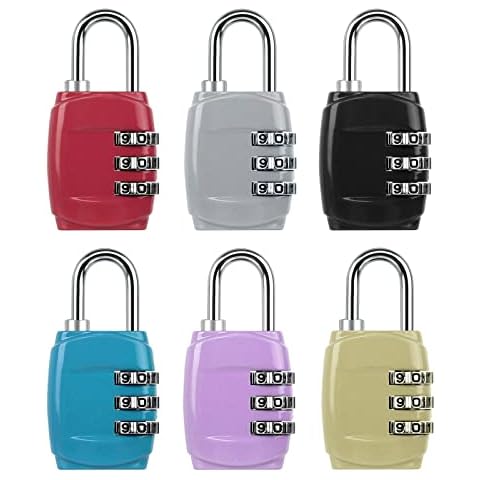 6 Pieces Luggage Locks, 3-Digit Suitcase Lock Colorful Padlock Code Combination Security Suitcase Locks Combination Waterproof Travel Lock Code for Luggage Bag Locker Suitcase (6 Colors) Cover