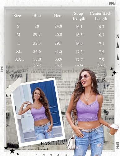 Image of Avidlove Lace Bralette for Women Spaghetti Strap Tank Top V Neck Slim Basic Camisoles