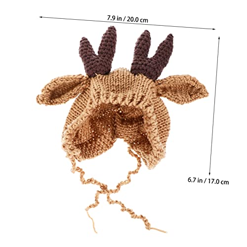 Winter Knit Hat with Adorable Antler Design Thick Wool Beanie for Months Comfortable and Warm Crochet Crochet Hat for Boys Brown3