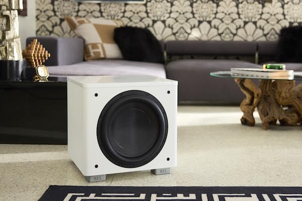 Image of REL HT /1205 MKII 12-Inch Powered Subwoofer - Powerful Bass for HiFi Home Theater, Audiophile Stereo Systems, and Surround Sound - Premium High-End Subwoofer in Line Grained White Finish