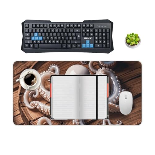 Desk Pad Protector 24x12 Inch Extended Octopus Carving miniatura 4