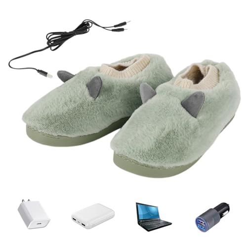 COMFOLIVING Pantuflas calentadas eléctricas   Calentadores de pies eléctricos con calefacción de peluche   Calentadores de pies calentados, zapatillas para microondas, botas calentadas para el hogar
