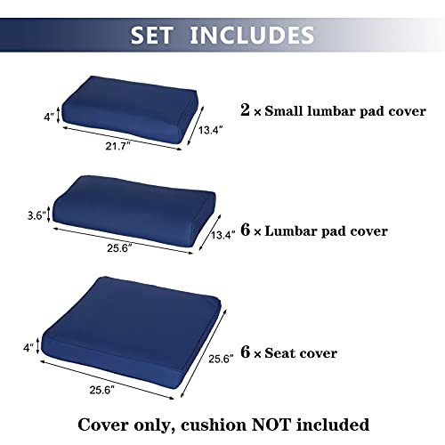 Kinsuite Patio Cushion Covers 14Pcs Patio Sectional Sofas Cushion Cover, Waterproof Replacement Cushion Slipcovers Set For 7Pcs Outdoor Wicker Couch, Dark Blue #TOP2