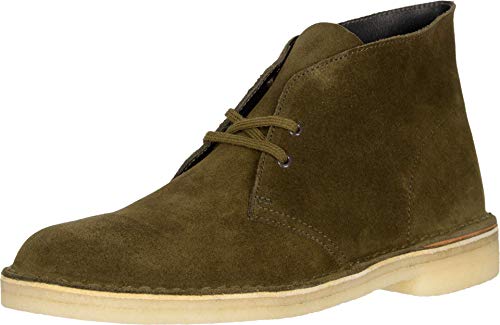 Clarks Men's Desert Boots, Dark Olive Suede, Green, 11 Medium US