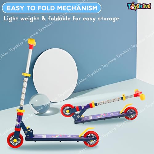 Image of Toyshine Jumbo 2 Wheel Runner Scooter with Anti Slip ABS Base Aluminium Structure Height Adjustable Handlebar Foldable Max Load 50kg for Boys and Girls Ages 4 and Above - Blue