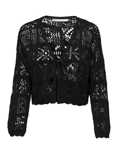 ONLY Damen Onlbeach Life 7/8 O-n Cardigan KNT Noos Pullover, Schwarz, M EU