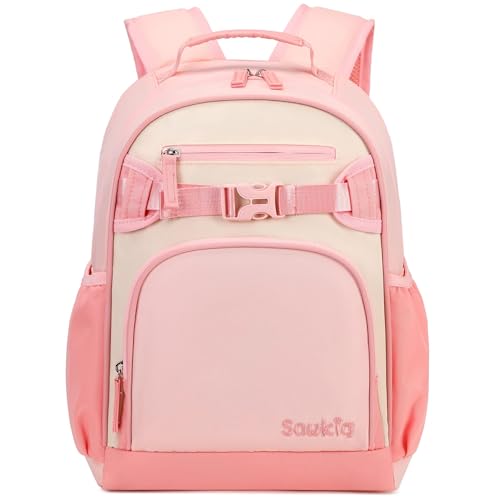 Sawkig Lightweight Small Backpack for Kids Kindergarten Preschool Backpacks for Girls Ages 2-4-6 (Blush Cream Coral)