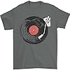 Distressed Vinyl Turntable DJ DJing Mens T-Shirt 100% Cotton Orange L #5