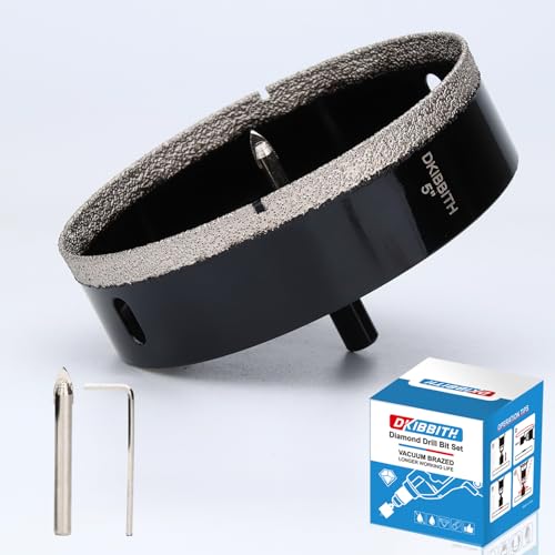 5" Diamond Hole-Saw Bits with Pilot Drill Bit 5 in Diamond Tipped Tile Hole Saws with Guiding Bit for Accurate Drilling, for Porcelain Tile Ceramic Pottery Granite Stone Glass Bottles 125mm
