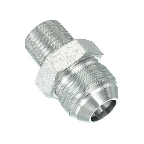 Image of PATIKIL Pipe Adapter Connector 7 /8 inch Male 74 Flare JIC x 3 /8 inch Male R Pipe Fitting Oil Feed Restrictor Fitting Hydraulic Connector for Oil Steam Water Pipelines System