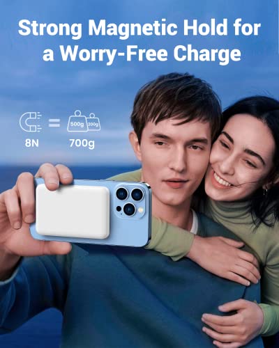 Yiisonger Wireless Power Bank, Slim 10000Mah Magnetic Portable Charger 22.5W Pd Fast Charging, Mini Mag-Safe Battery Pack Qc3.0 Led Display Usb-C Compatible With Iphone 14&13&12 Pro Max/Pro(White) #TOP5