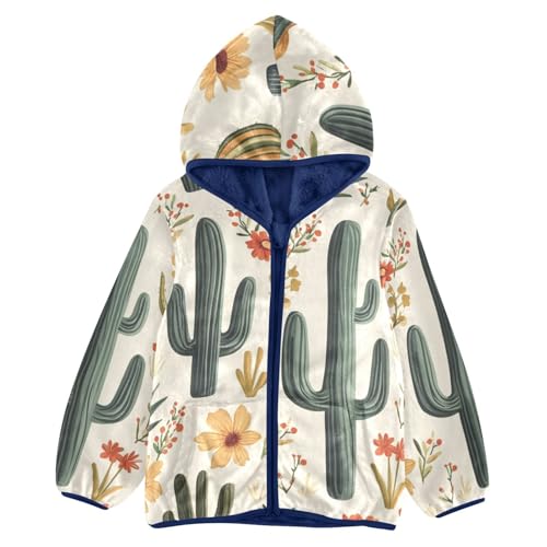 Desert Plants Girls Fleece Jacket Girls Fall Jacket Girls Zip Up Hoodie Girls Sherpa Jacket 2-10T