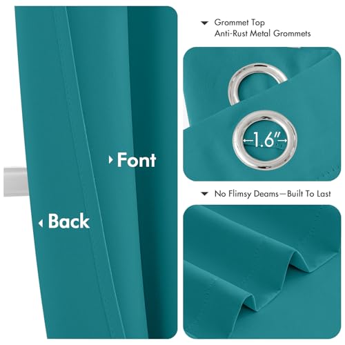 Image of MIULEE Blackout Curtains for Bedroom Living Room 2 Panels, Thermal Insulated Room Darkening Drapes Grommet Noise Reducing Light Blocking Window Treatments 84 Inches Long 40x84 Inch Teal