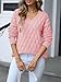 Women's V Neck Long Sleeve Pullover Sweater Lightweight Knit Sweaters Novelty Sweaters Pink