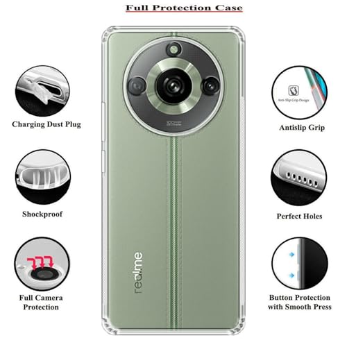 Image of Slim Soft Silicon *Anti Dust Plug* Shockproof Transparent TPU Back Case Cover for Realme 11 Pro 5G / 11 Pro Plus 5G / Narzo 60 Pro 5G - Clear