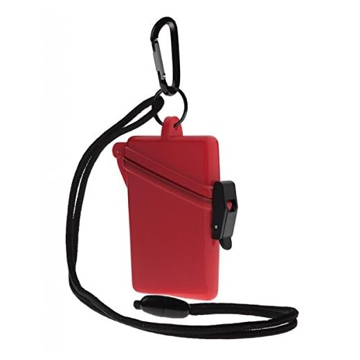 WITZ STRANDSAFE - Wasserdichter Badesafe rot [1 Stück] Strandbox Schwimmsafe mit Karabinerhaken und Nylonschnur