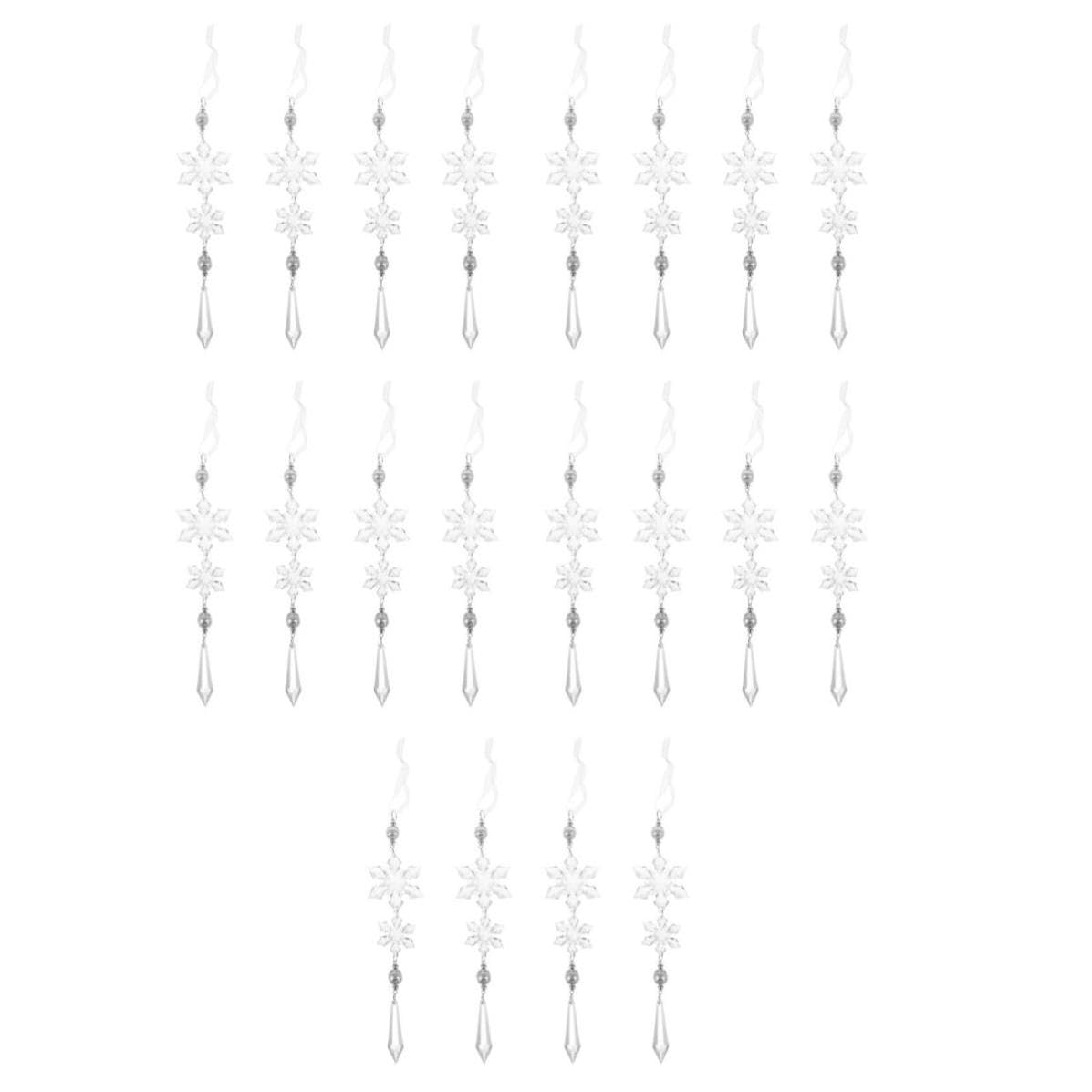 Toyvian 20 Stück Acryl Schneeflocken Anhänger für Weihnachtsbaum Deko, | Wiederverwendbar, Leicht Aufzuhängen, Funkelnder Effekt, für Haus und Tannen, Festliche Dekoration