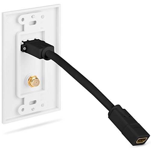 4K Hdmi Wall Plate, Fosmon 1-Port Hdmi Cable Cord With Ethernet + Coaxial Tv F Connector, Single Outlet Port Faceplate Cover For Hdtv, Home Theater, Dvd, Xbox, Ps3/Ps4, Nintendo Switch #TOP1