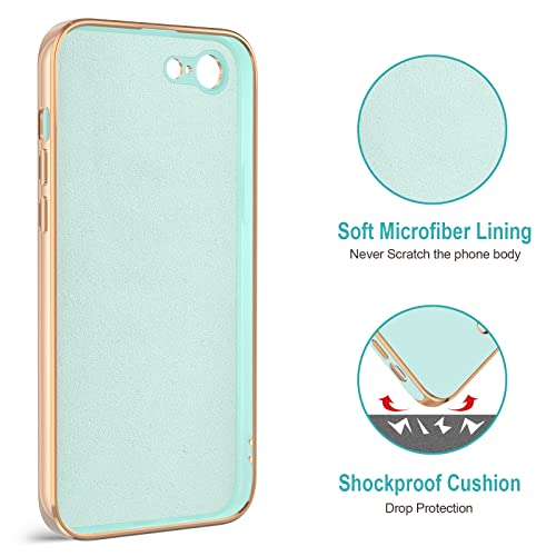 Image of Hython Case for iPhone SE Case 2022 /2020, iPhone 8 7 Case Ring Holder Stand Magnetic Kickstand, Plating Rose Gold Edge Soft TPU Bumper Cover Shockproof Protective Phone Cases Women Girls Boys, Mint