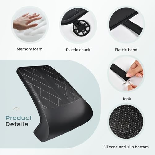Image of Coverado Car Seat Extender Pad, Leather Car Seat Extender Leg Support Cushion for Long Driving, Leg Extension Cushion Car Seat Cushions, Leg Support Pad Universal for Diver Seat, Black