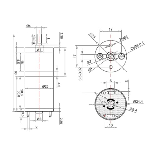 Micro-moteur à engrenages 24V 170 tr/min moteur courant continu