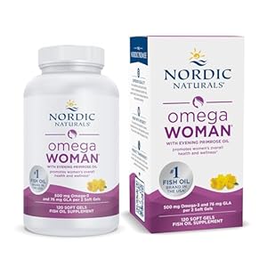 Nordic Naturals Omega Woman, Lemon – 120 Soft Gels – 500 mg Omega-3 + 800 mg Evening Primrose Oil – Healthy Skin & Optimal Wellness – Non-GMO – 60 Servings