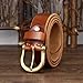 Coffee Cowhide Leather Belt, Classic Adjustable Prong Buckle Jeans, Casual Fashion Durable For Daily Wear, 125cm (Waist 43